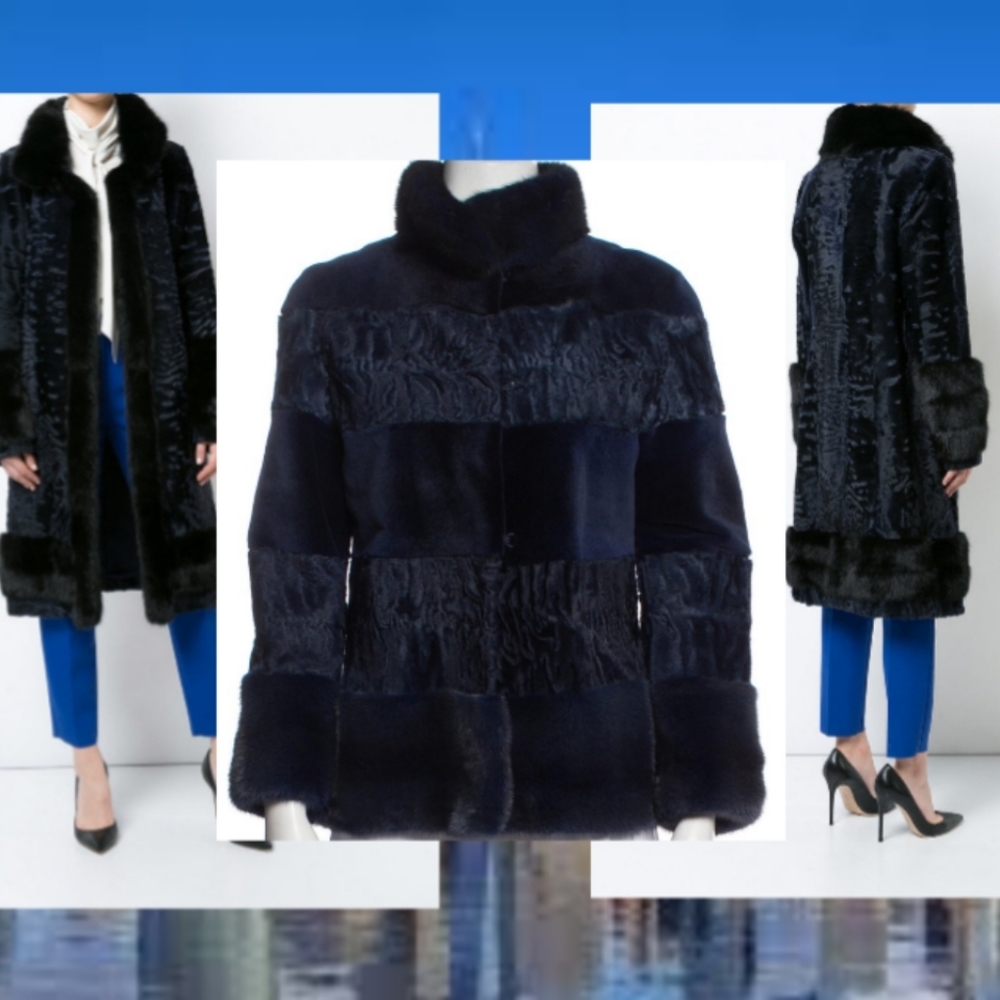 $25,000 NEW OSCAR DE LA RENTA FUR BLUE MINK LAMB JACKET US M L